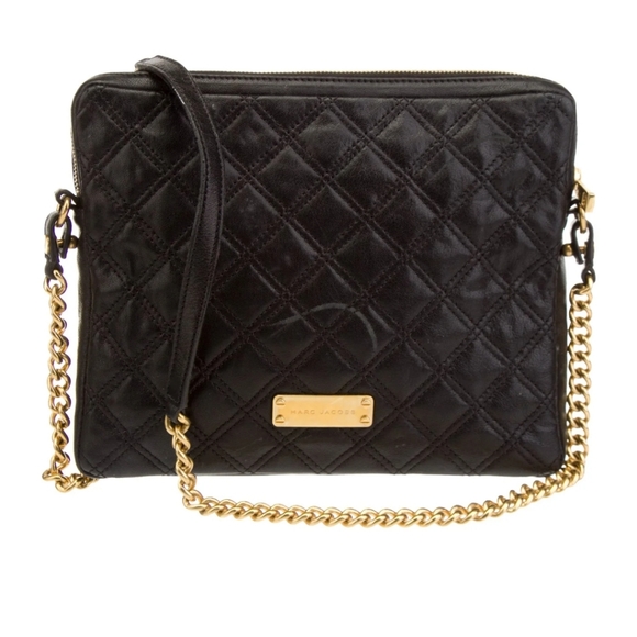 Marc Jacobs Handbags - Marc Jacob's Quilted Lambskin Leather iPad Case Crossbody Bag Black